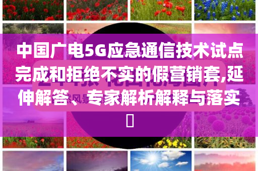 中國廣電5G應(yīng)急通信技術(shù)試點(diǎn)完成和拒絕不實(shí)的假營銷套,延伸解答、專家解析解釋與落實(shí)?