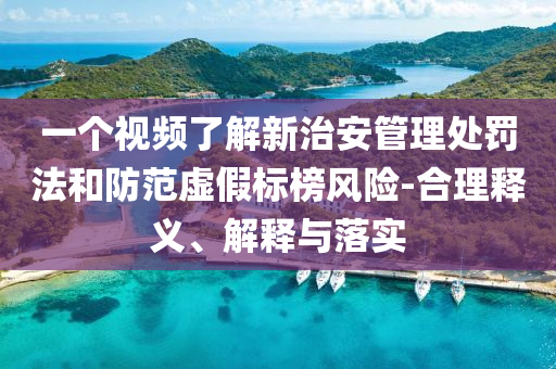 一個視頻了解新治安管理處罰法和防范虛假標(biāo)榜風(fēng)險-合理釋義、解釋與落實