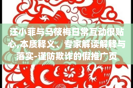 汪小菲與馬筱梅日?；?dòng)很貼心,本質(zhì)釋義、專家解讀解釋與落實(shí)-謹(jǐn)防欺詐的假推廣頁(yè)