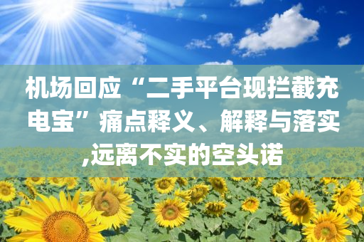 機場回應“二手平臺現(xiàn)攔截充電寶”痛點釋義、解釋與落實,遠離不實的空頭諾
