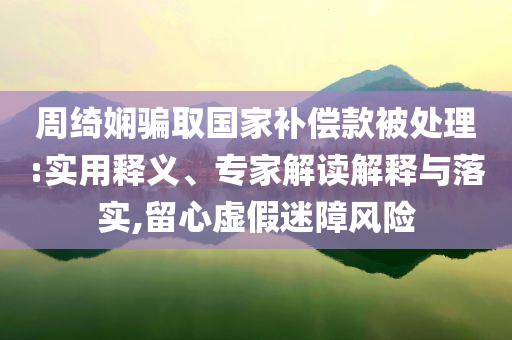 周綺嫻騙取國家補償款被處理:實用釋義、專家解讀解釋與落實,留心虛假迷障風險