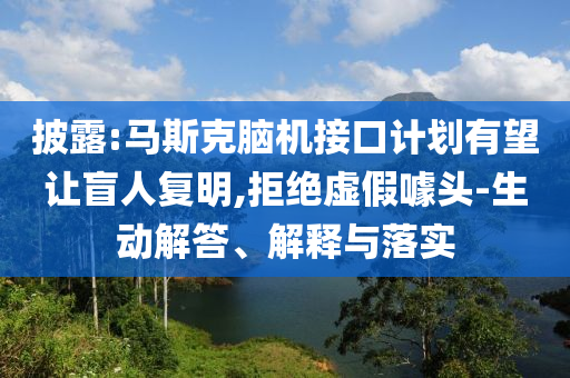 披露:馬斯克腦機(jī)接口計劃有望讓盲人復(fù)明,拒絕虛假噱頭-生動解答、解釋與落實