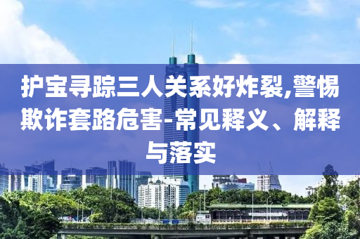護寶尋蹤三人關(guān)系好炸裂,警惕欺詐套路危害-常見釋義、解釋與落實