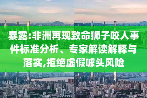 暴露:非洲再現(xiàn)致命獅子咬人事件標(biāo)準(zhǔn)分析、專家解讀解釋與落實(shí),拒絕虛假噱頭風(fēng)險(xiǎn)
