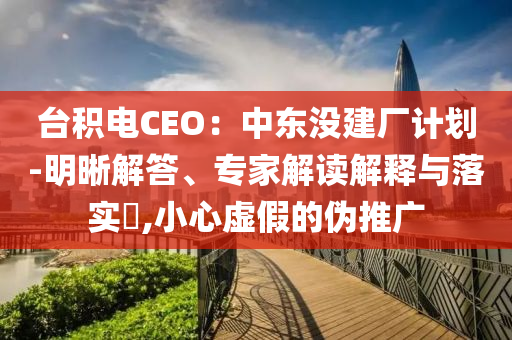 臺積電CEO：中東沒建廠計劃-明晰解答、專家解讀解釋與落實?,小心虛假的偽推廣