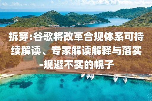 拆穿:谷歌將改革合規(guī)體系可持續(xù)解讀、專家解讀解釋與落實-規(guī)避不實的幌子