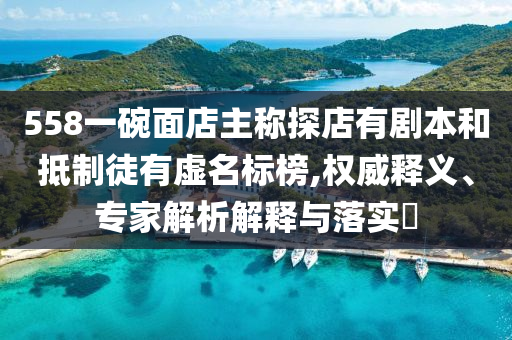 558一碗面店主稱探店有劇本和抵制徒有虛名標(biāo)榜,權(quán)威釋義、專家解析解釋與落實?