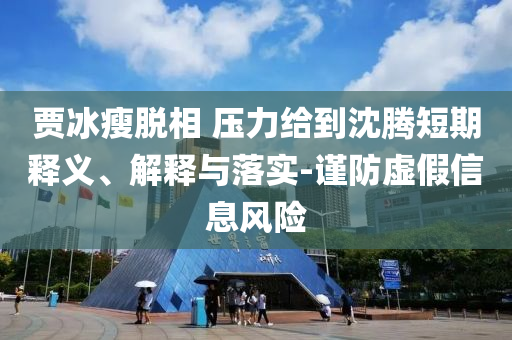 賈冰瘦脫相 壓力給到沈騰短期釋義、解釋與落實(shí)-謹(jǐn)防虛假信息風(fēng)險
