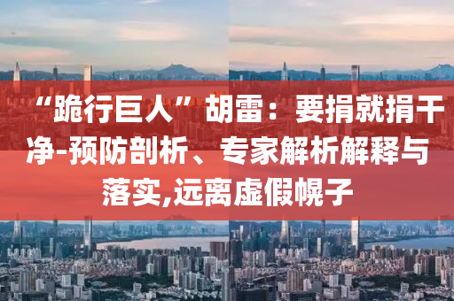 “跪行巨人”胡雷：要捐就捐干凈-預(yù)防剖析、專家解析解釋與落實(shí),遠(yuǎn)離虛假幌子