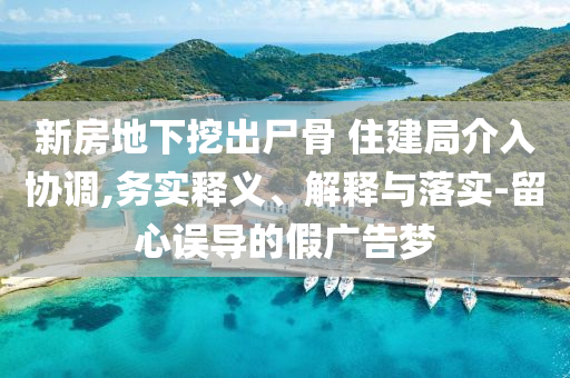新房地下挖出尸骨 住建局介入?yún)f(xié)調(diào),務(wù)實釋義、解釋與落實-留心誤導(dǎo)的假廣告夢
