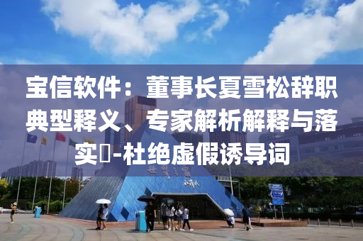 寶信軟件：董事長(zhǎng)夏雪松辭職典型釋義、專家解析解釋與落實(shí)?-杜絕虛假誘導(dǎo)詞