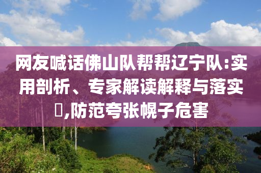 網友喊話佛山隊幫幫遼寧隊:實用剖析、專家解讀解釋與落實?,防范夸張幌子危害