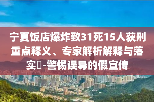寧夏飯店爆炸致31死15人獲刑重點(diǎn)釋義、專(zhuān)家解析解釋與落實(shí)?-警惕誤導(dǎo)的假宣傳