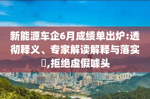 新能源車企6月成績單出爐:透徹釋義、專家解讀解釋與落實?,拒絕虛假噱頭