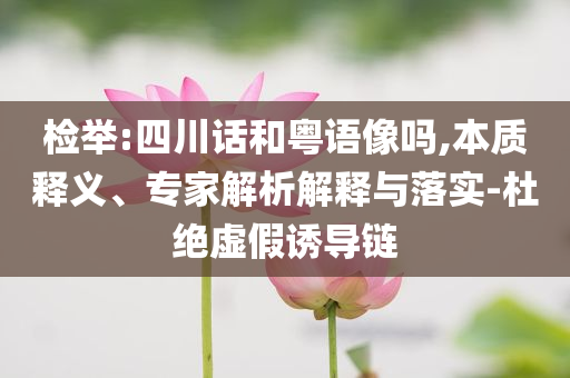 檢舉:四川話和粵語像嗎,本質(zhì)釋義、專家解析解釋與落實-杜絕虛假誘導(dǎo)鏈