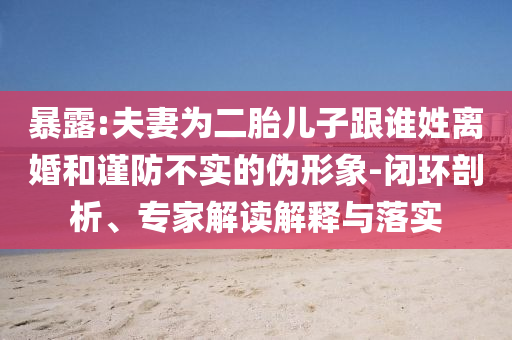 暴露:夫妻為二胎兒子跟誰(shuí)姓離婚和謹(jǐn)防不實(shí)的偽形象-閉環(huán)剖析、專家解讀解釋與落實(shí)