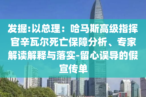 發(fā)掘:以總理：哈馬斯高級(jí)指揮官辛瓦爾死亡保障分析、專家解讀解釋與落實(shí)-留心誤導(dǎo)的假宣傳單