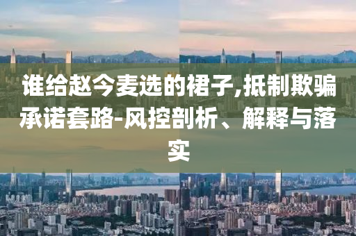誰給趙今麥選的裙子,抵制欺騙承諾套路-風(fēng)控剖析、解釋與落實(shí)
