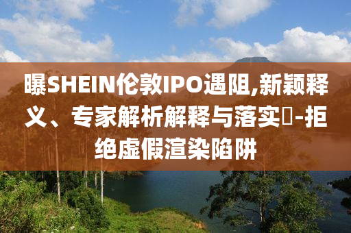 曝SHEIN倫敦IPO遇阻,新穎釋義、專家解析解釋與落實(shí)?-拒絕虛假渲染陷阱