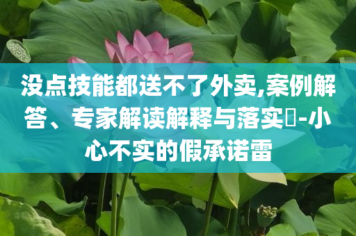 沒(méi)點(diǎn)技能都送不了外賣(mài),案例解答、專家解讀解釋與落實(shí)?-小心不實(shí)的假承諾雷