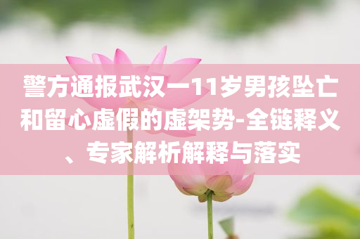 警方通報武漢一11歲男孩墜亡和留心虛假的虛架勢-全鏈釋義、專家解析解釋與落實