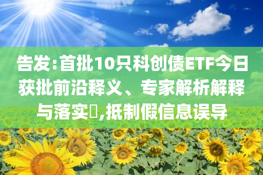 告發(fā):首批10只科創(chuàng)債ETF今日獲批前沿釋義、專家解析解釋與落實?,抵制假信息誤導