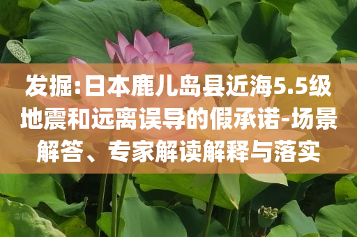 發(fā)掘:日本鹿兒島縣近海5.5級地震和遠離誤導(dǎo)的假承諾-場景解答、專家解讀解釋與落實