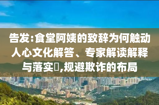 告發(fā):食堂阿姨的致辭為何觸動人心文化解答、專家解讀解釋與落實(shí)?,規(guī)避欺詐的布局