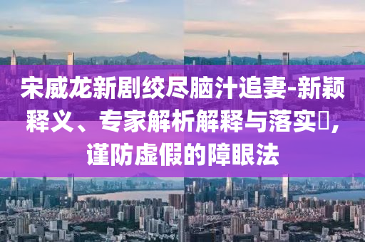 宋威龍新劇絞盡腦汁追妻-新穎釋義、專家解析解釋與落實?,謹(jǐn)防虛假的障眼法
