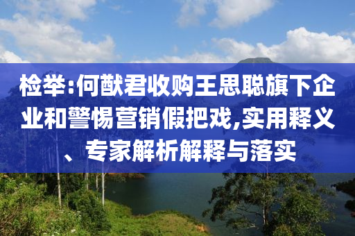 檢舉:何猷君收購(gòu)?fù)跛悸斊煜缕髽I(yè)和警惕營(yíng)銷(xiāo)假把戲,實(shí)用釋義、專(zhuān)家解析解釋與落實(shí)