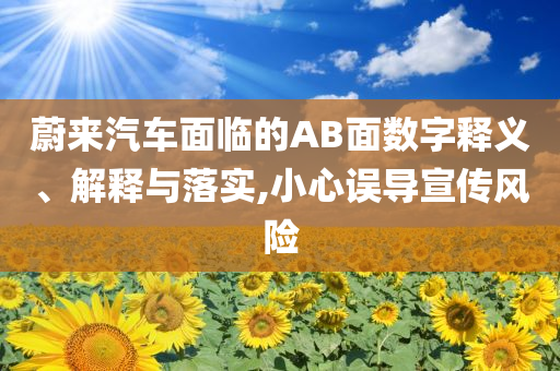 蔚來汽車面臨的AB面數(shù)字釋義、解釋與落實(shí),小心誤導(dǎo)宣傳風(fēng)險(xiǎn)