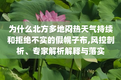 為什么北方多地悶熱天氣持續(xù)和拒絕不實(shí)的假幌子布,風(fēng)控剖析、專家解析解釋與落實(shí)