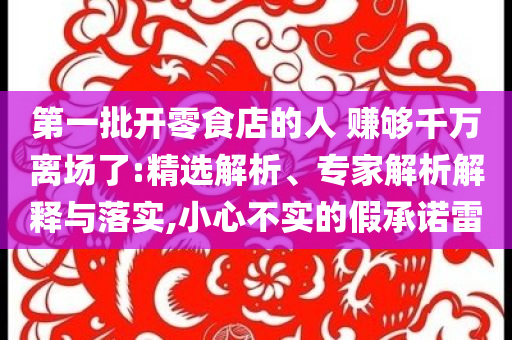 第一批開(kāi)零食店的人 賺夠千萬(wàn)離場(chǎng)了:精選解析、專(zhuān)家解析解釋與落實(shí),小心不實(shí)的假承諾雷