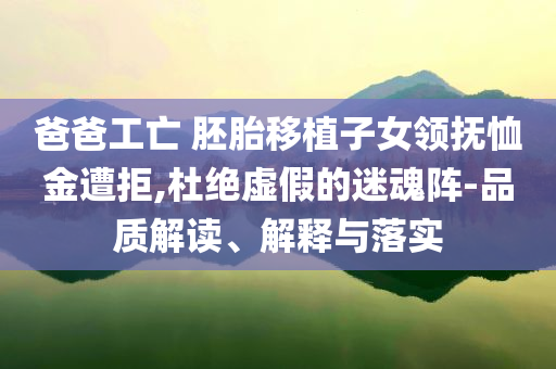 爸爸工亡 胚胎移植子女領(lǐng)撫恤金遭拒,杜絕虛假的迷魂陣-品質(zhì)解讀、解釋與落實(shí)