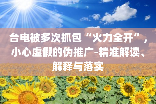 臺電被多次抓包“火力全開”,小心虛假的偽推廣-精準(zhǔn)解讀、解釋與落實(shí)