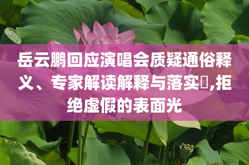 岳云鵬回應(yīng)演唱會(huì)質(zhì)疑通俗釋義、專家解讀解釋與落實(shí)?,拒絕虛假的表面光