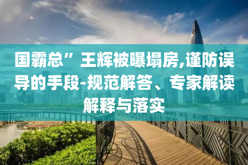 國(guó)霸總”王輝被曝塌房,謹(jǐn)防誤導(dǎo)的手段-規(guī)范解答、專家解讀解釋與落實(shí)