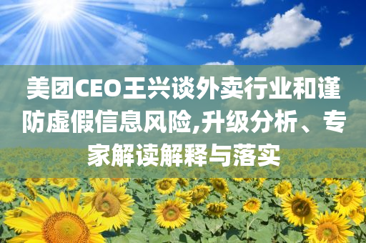 美團(tuán)CEO王興談外賣行業(yè)和謹(jǐn)防虛假信息風(fēng)險(xiǎn),升級(jí)分析、專家解讀解釋與落實(shí)