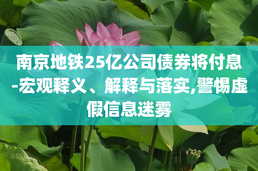 南京地鐵25億公司債券將付息-宏觀釋義、解釋與落實,警惕虛假信息迷霧