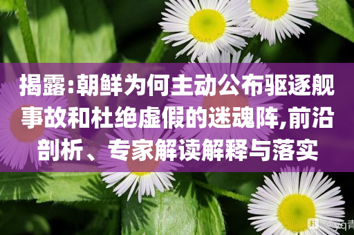 揭露:朝鮮為何主動(dòng)公布驅(qū)逐艦事故和杜絕虛假的迷魂陣,前沿剖析、專家解讀解釋與落實(shí)