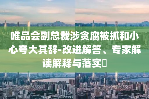 唯品會(huì)副總裁涉貪腐被抓和小心夸大其辭-改進(jìn)解答、專家解讀解釋與落實(shí)?