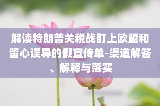 解讀特朗普關(guān)稅戰(zhàn)盯上歐盟和留心誤導(dǎo)的假宣傳單-渠道解答、解釋與落實