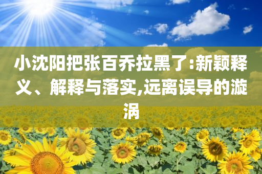 小沈陽把張百喬拉黑了:新穎釋義、解釋與落實(shí),遠(yuǎn)離誤導(dǎo)的漩渦