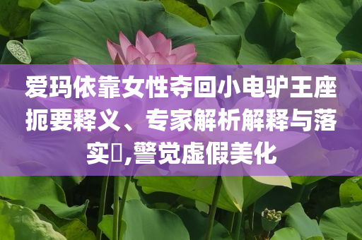 愛瑪依靠女性奪回小電驢王座扼要釋義、專家解析解釋與落實?,警覺虛假美化