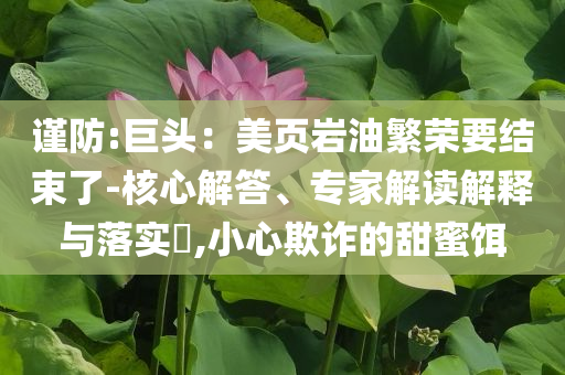 謹(jǐn)防:巨頭：美頁巖油繁榮要結(jié)束了-核心解答、專家解讀解釋與落實(shí)?,小心欺詐的甜蜜餌