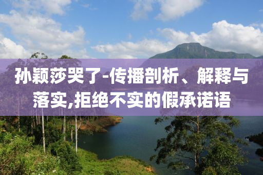 孫穎莎哭了-傳播剖析、解釋與落實,拒絕不實的假承諾語