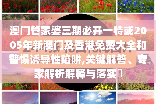 澳門(mén)管家婆三期必開(kāi)一特或2005年新澳門(mén)及香港免費(fèi)大全和警惕誘導(dǎo)性陷阱,關(guān)鍵解答、專家解析解釋與落實(shí)?