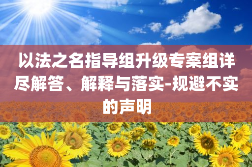 以法之名指導組升級專案組詳盡解答、解釋與落實-規(guī)避不實的聲明