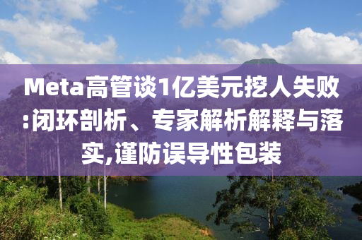 Meta高管談1億美元挖人失敗:閉環(huán)剖析、專家解析解釋與落實,謹防誤導(dǎo)性包裝