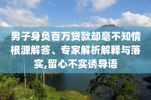 男子身負(fù)百萬(wàn)貸款卻毫不知情根源解答、專家解析解釋與落實(shí),留心不實(shí)誘導(dǎo)語(yǔ)